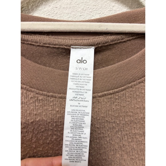 Alo Yoga Muse Crew Neck Pullover Sweatshirt Cedar Brown Ribbed Knit Small - Picture 4 of 8